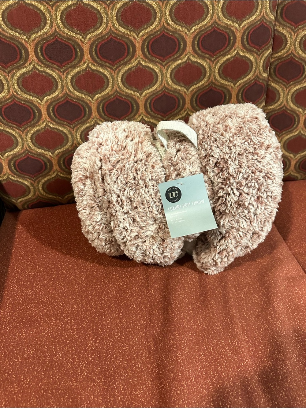 DW Home Plush Pom Throw - Dusty Rose